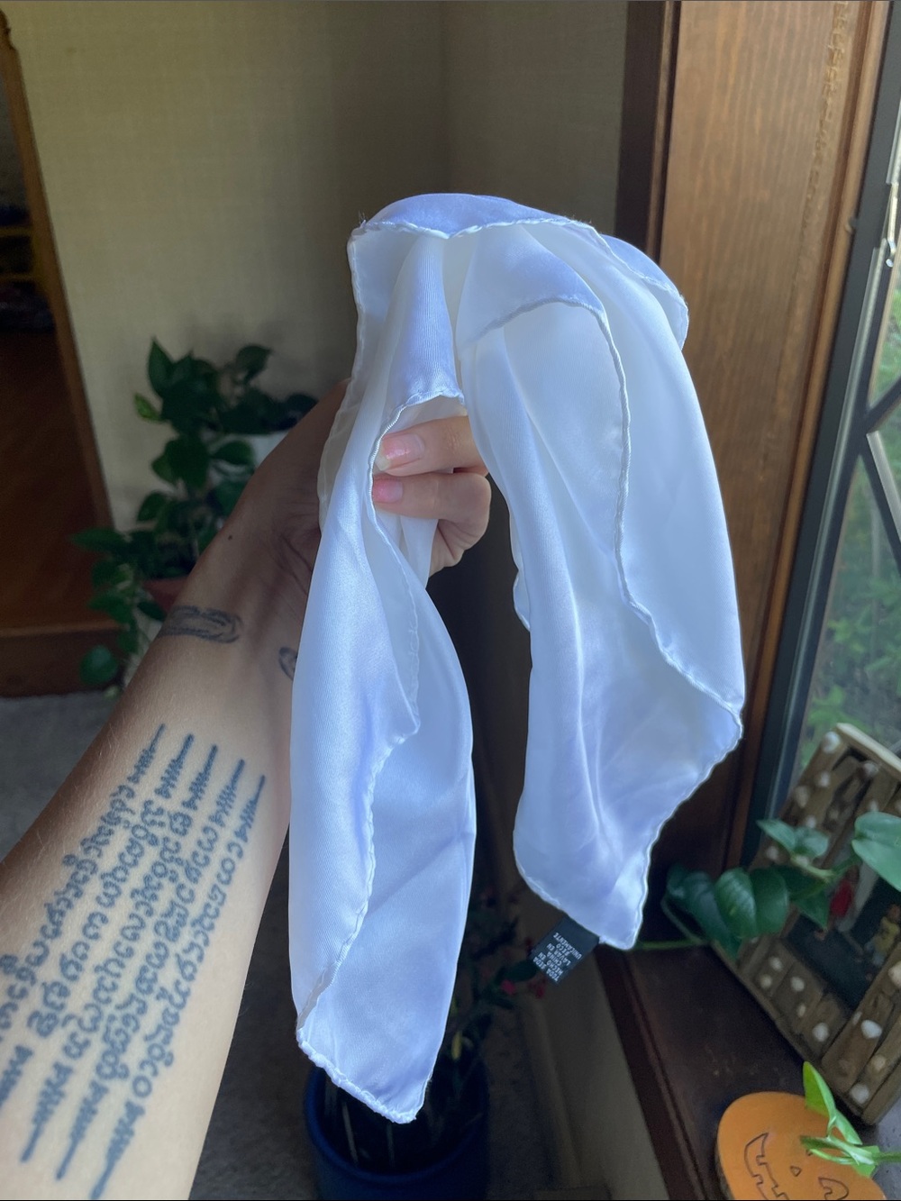 Pure Silk White Hanky Scarf